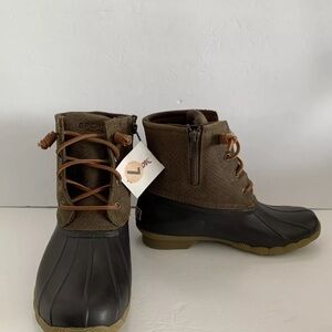 Sperry Saltwater Duck Winter Rain Boots  Lace-Up Design 7 New No Box RARE